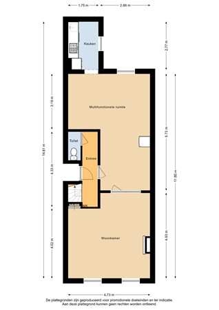 Floorplan - Provenierssingel 38A02, 3033 EM Rotterdam